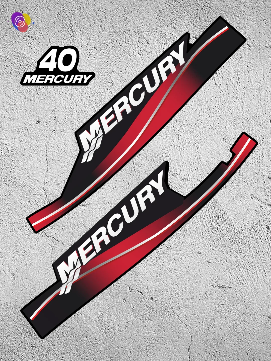 Наклейки на лодочный мотор MERCURY 40 — комплект — изображение 2