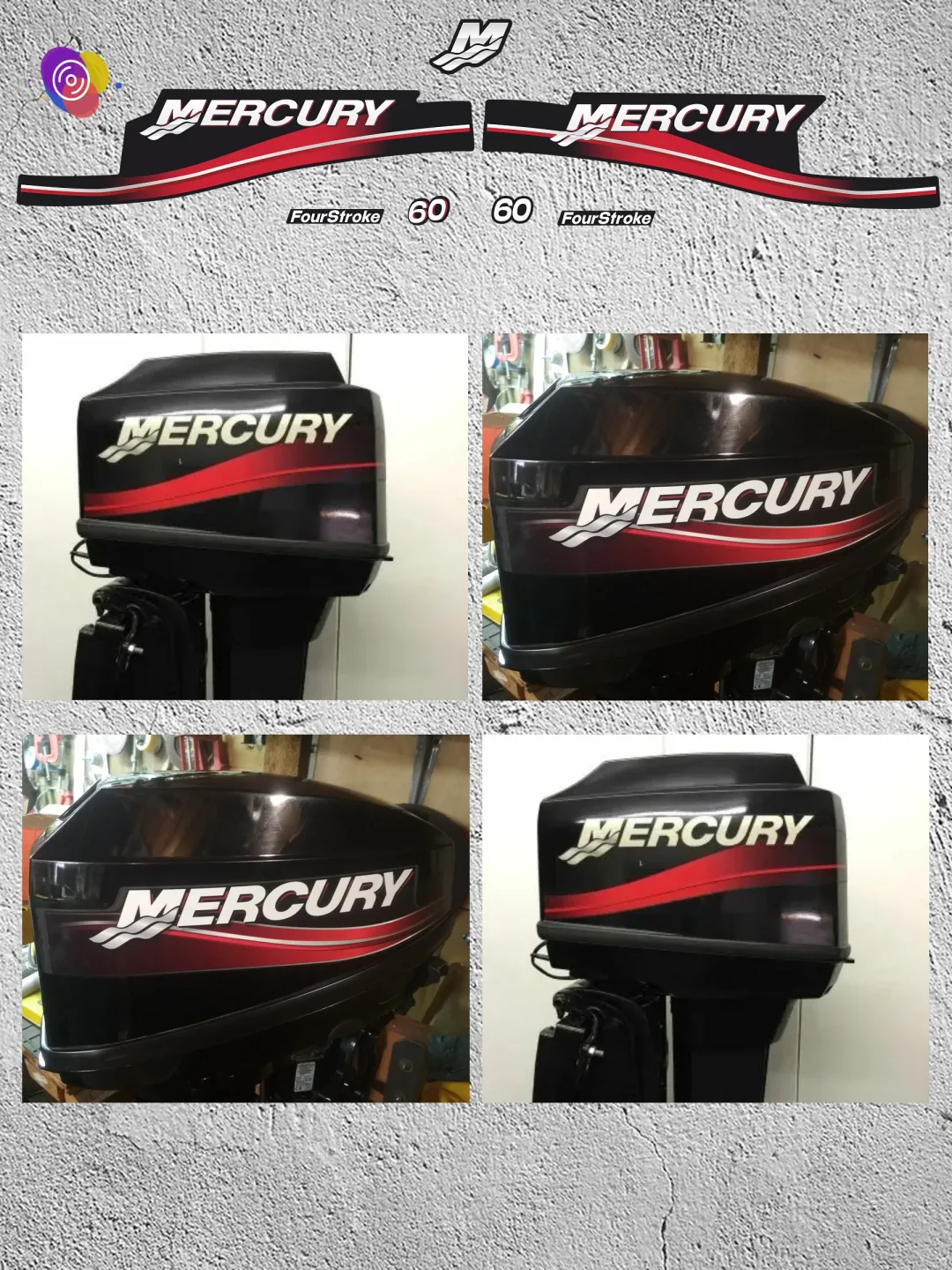 Наклейки на лодочный мотор MERCURY 60 FS — комплект — изображение 3