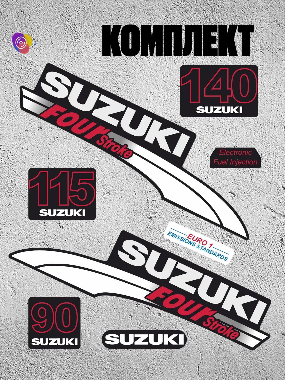 Наклейки на лодочный мотор SUZUKI 90, 115, 140 — комплект — изображение 2