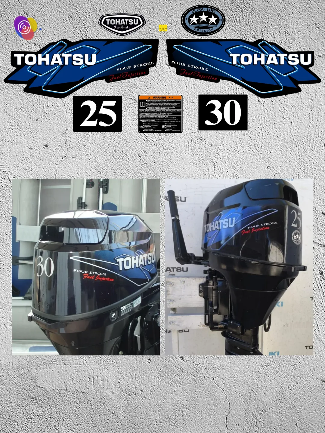Наклейки на лодочный мотор TOHATSU 25, 30 — комплект — изображение 3