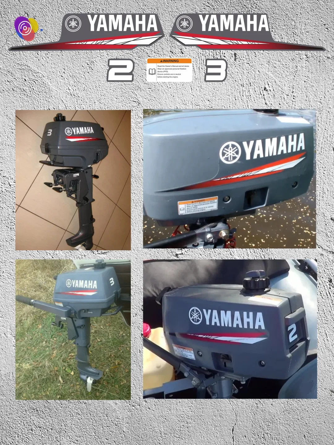 Наклейки на лодочный мотор YAMAHA 2, 3 B2 — комплект — изображение 3