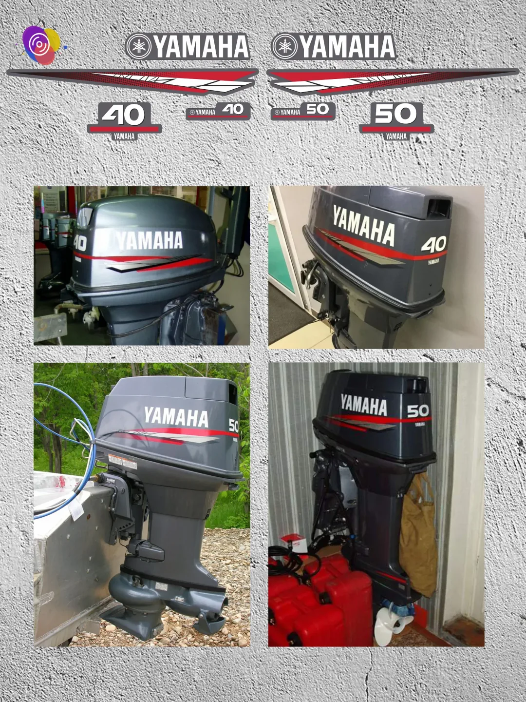 Наклейки на лодочный мотор YAMAHA 40, 50 — комплект — изображение 3