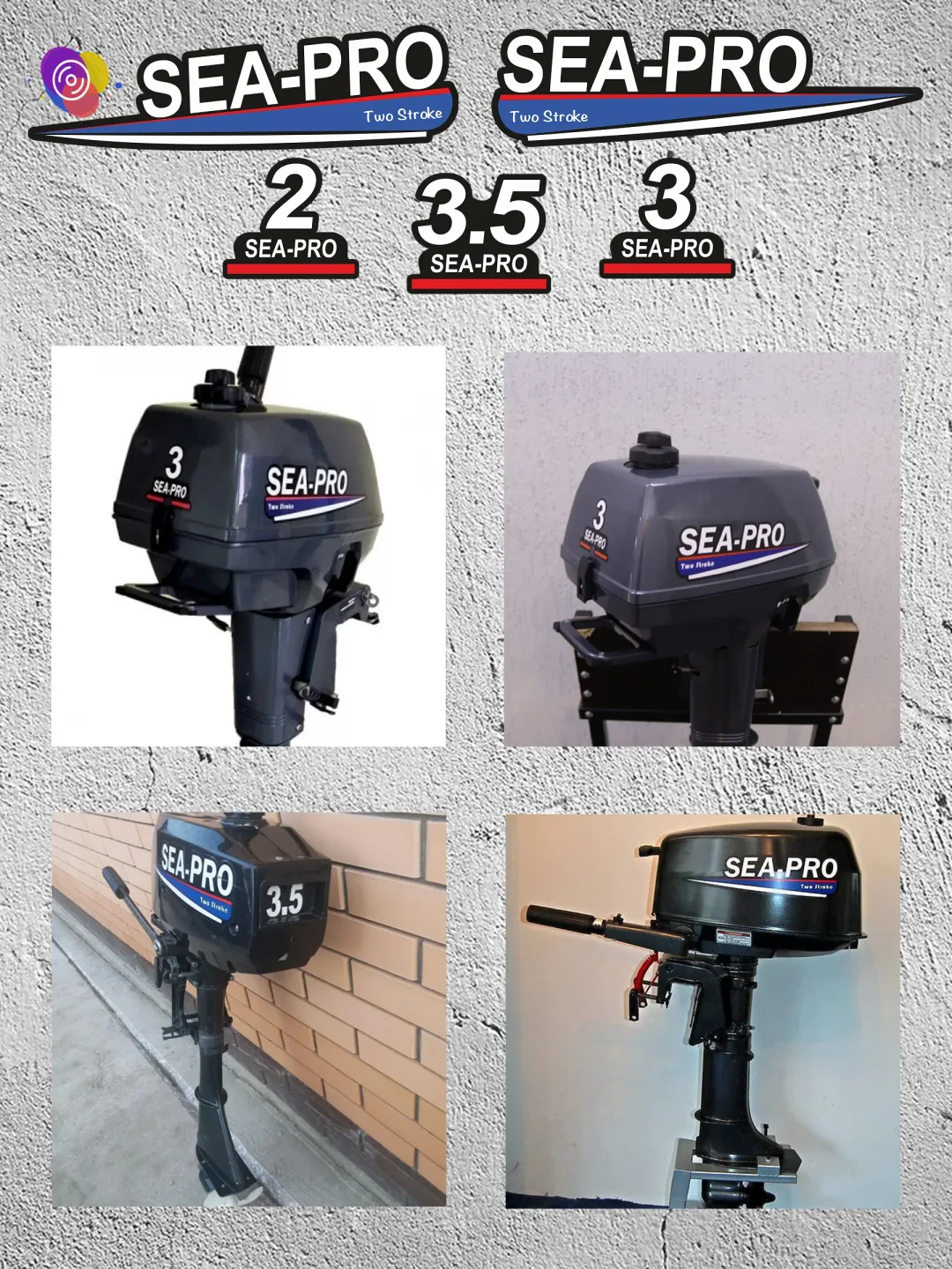 Наклейки на лодочный мотор SEA-PRO 2, 3, 3.5 — комплект — изображение 3