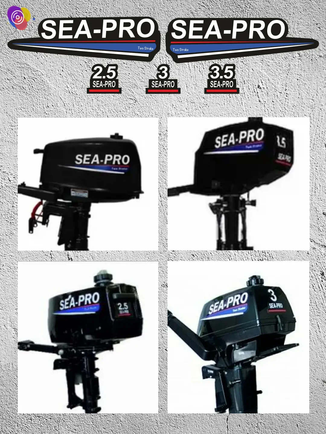 Наклейки на лодочный мотор SEA-PRO 2.5, 3, 3.5 — комплект — изображение 3