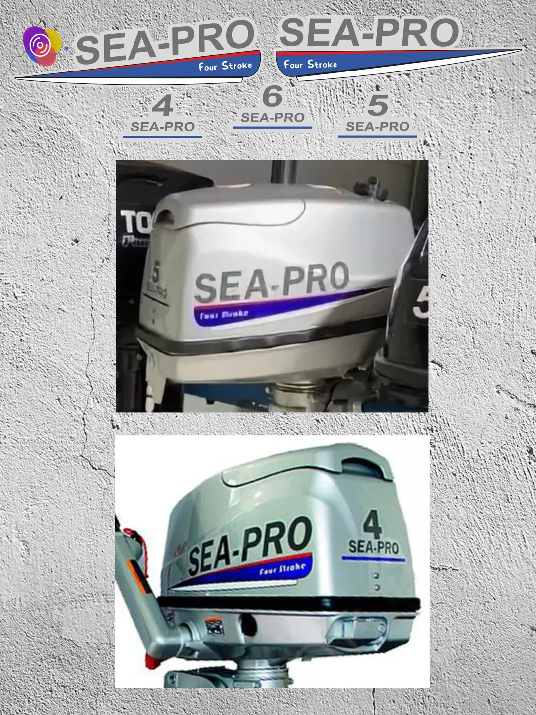 Наклейки на лодочный мотор SEA-PRO 4, 5, 6 В2 — комплект — изображение 3