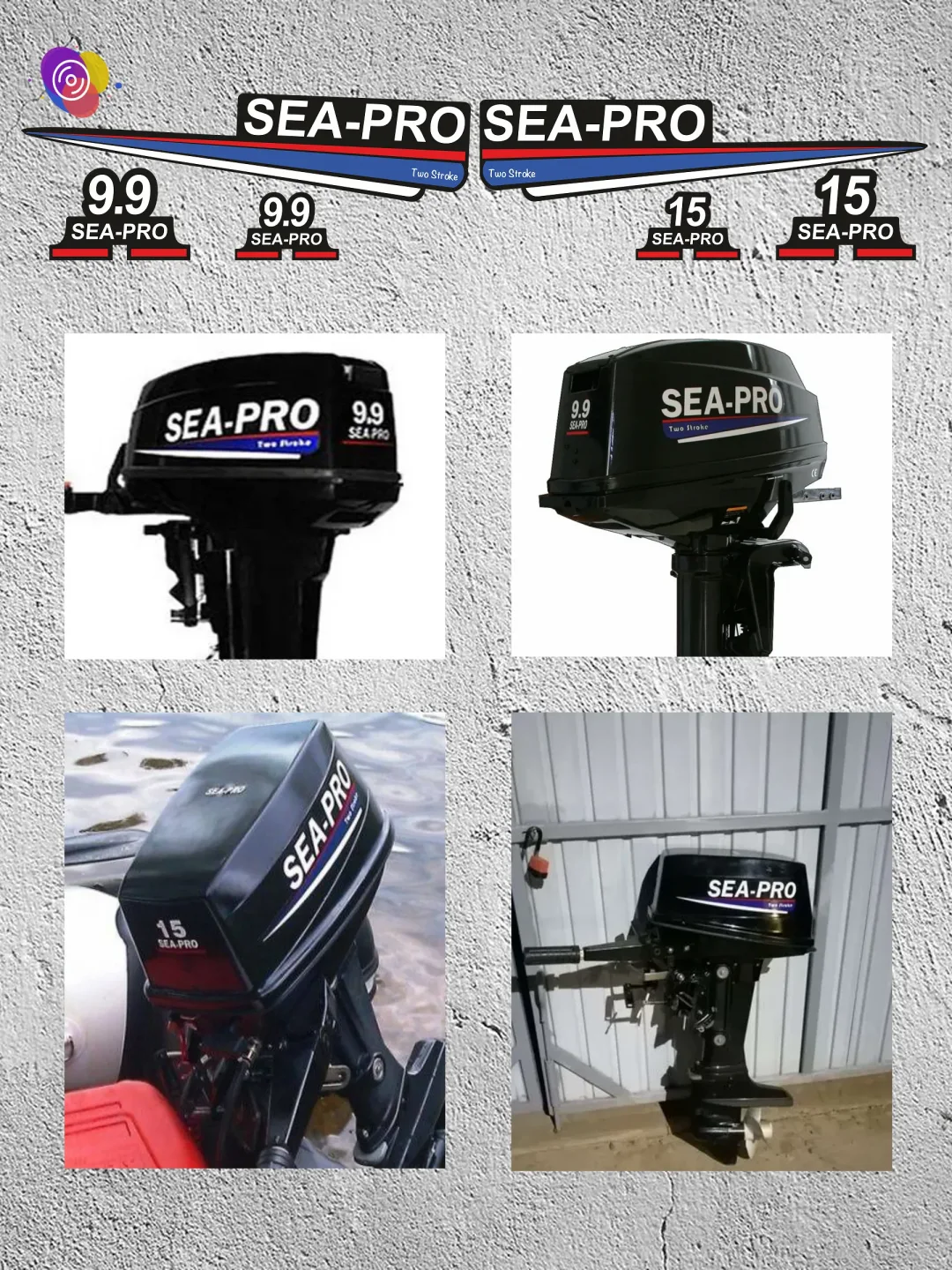 Наклейки на лодочный мотор SEA-PRO 9.9, 15 В2 — комплект — изображение 3