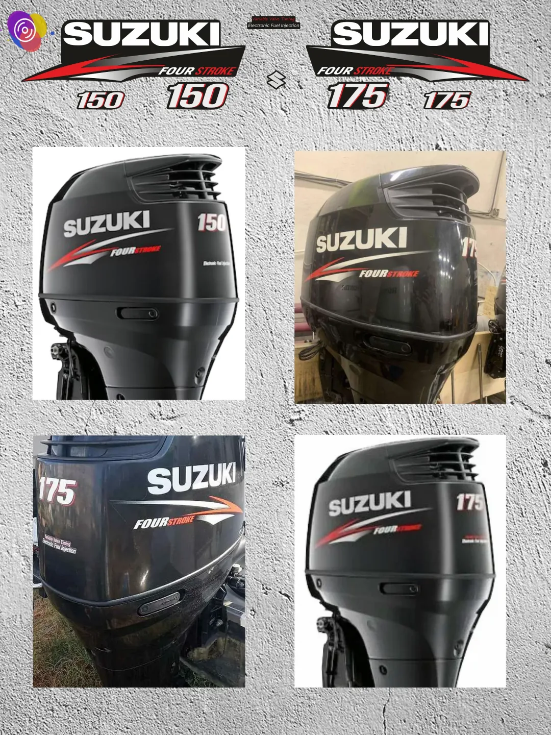 Наклейки на лодочный мотор SUZUKI 150, 175 — комплект — изображение 3