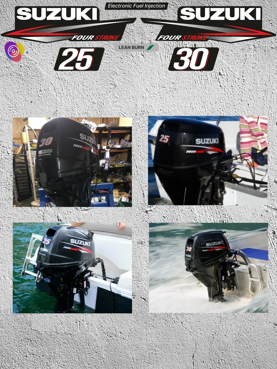 Наклейки на лодочный мотор SUZUKI 25, 30 — комплект — изображение 3