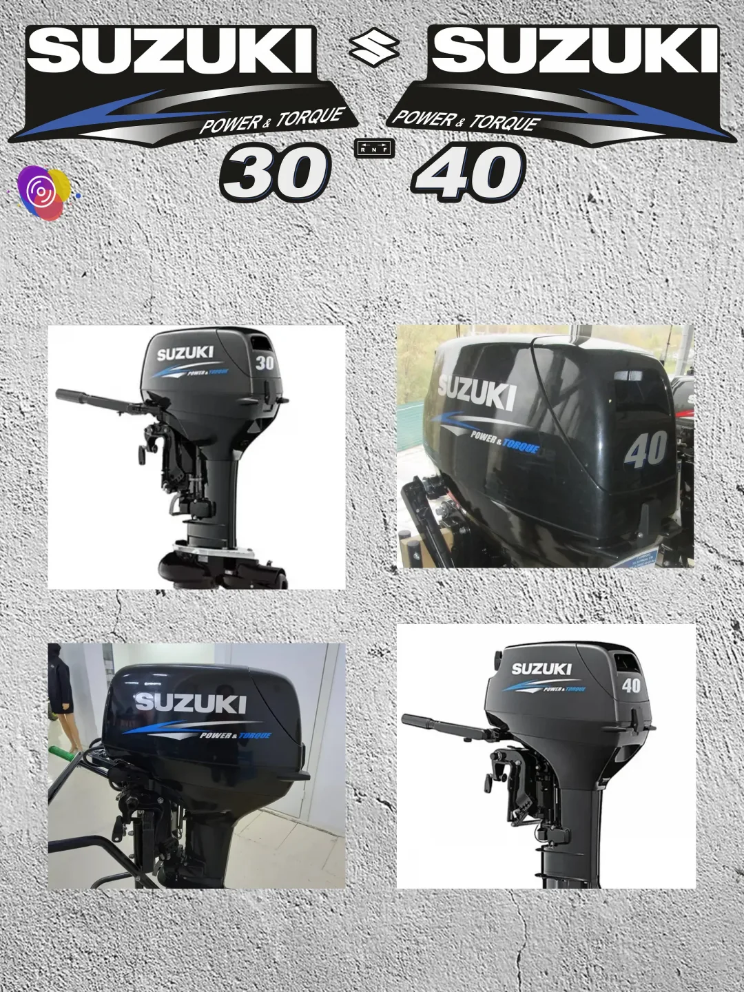 Наклейки на лодочный мотор SUZUKI 30, 40 AS — комплект — изображение 3