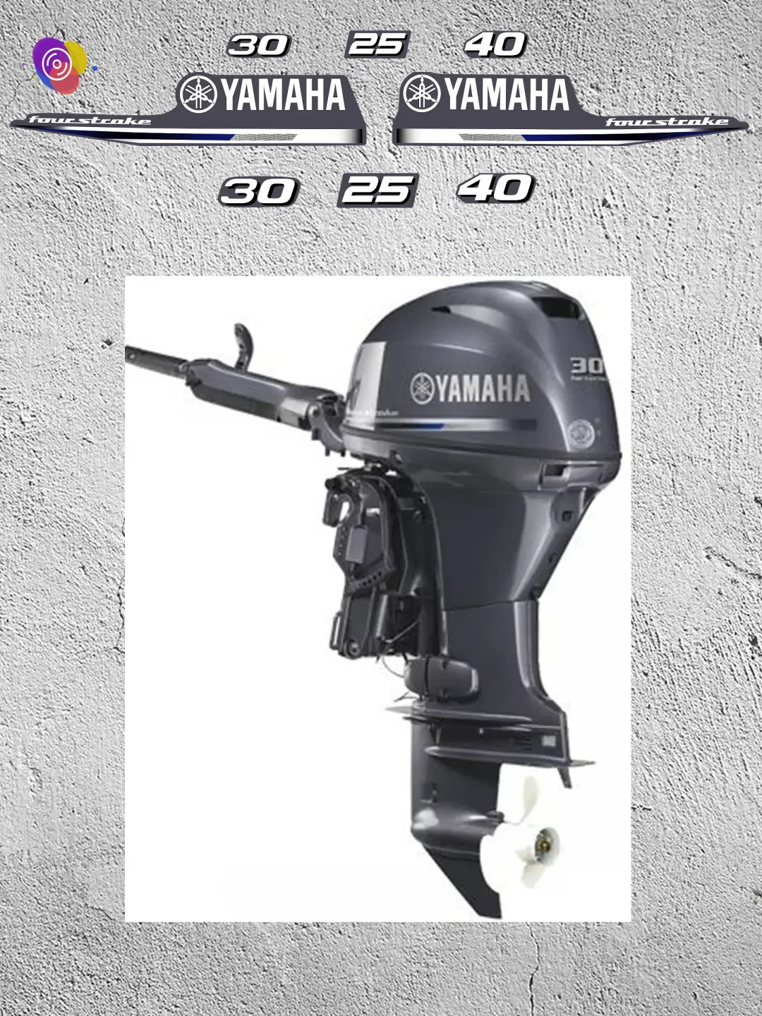 Наклейки на лодочный мотор YAMAHA 25, 30, 40 FS — комплект — изображение 3