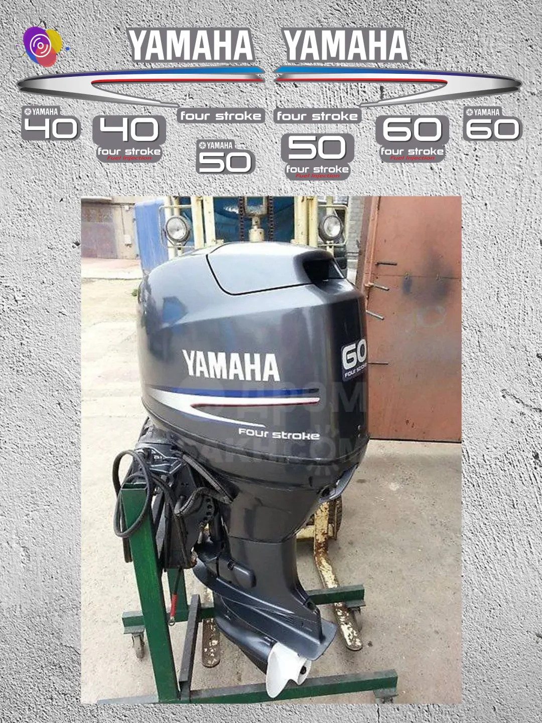 Наклейки на лодочный мотор YAMAHA 40, 50, 60 FS — комплект — изображение 3